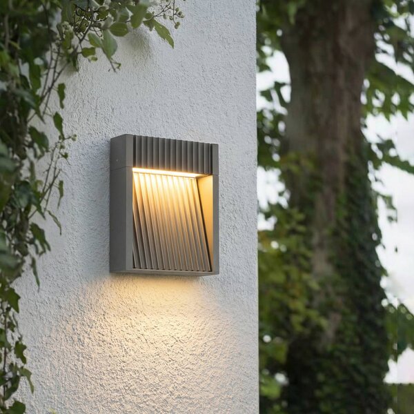 Lucande LED venkovní nástěnné svítidlo Tavion, 16 cm, antracitová, IP65, Černá, Hliník, Moderní