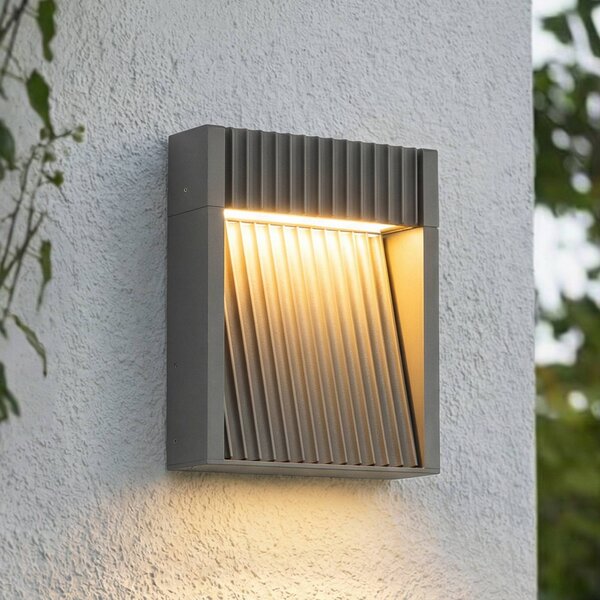 Lucande LED venkovní nástěnné svítidlo Tavion, 16 cm, antracitová, IP65, Černá, Hliník, Moderní