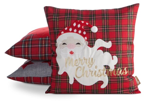 VÁNOČNÍ DEKORAČNÍ POVLAK NA POLŠTÁŘ MERRY2 45X45 CM VZOROVANÁ