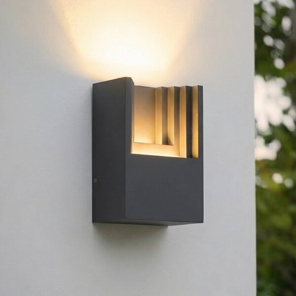 Lindby LED venkovní nástěnné svítidlo Aurali, 1 svítidlo, černé, IP65, Černá, Hliník, Moderní