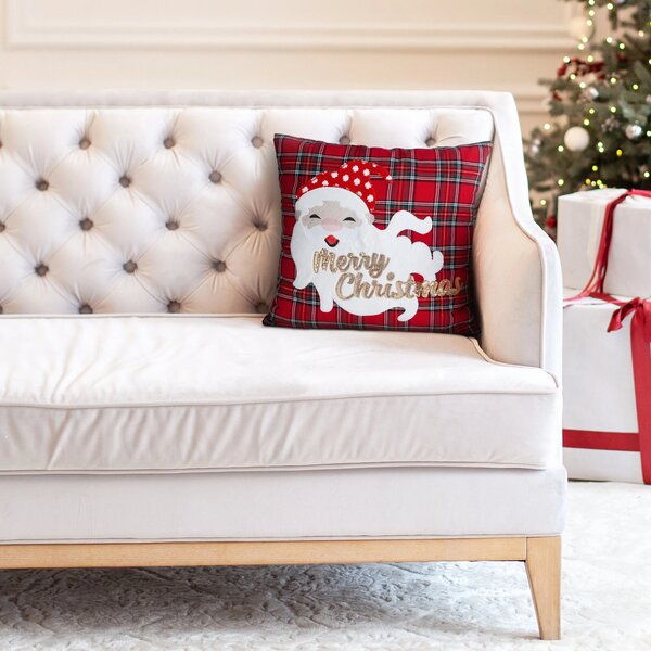 VÁNOČNÍ DEKORAČNÍ POVLAK NA POLŠTÁŘ MERRY2 45X45 CM VZOROVANÁ