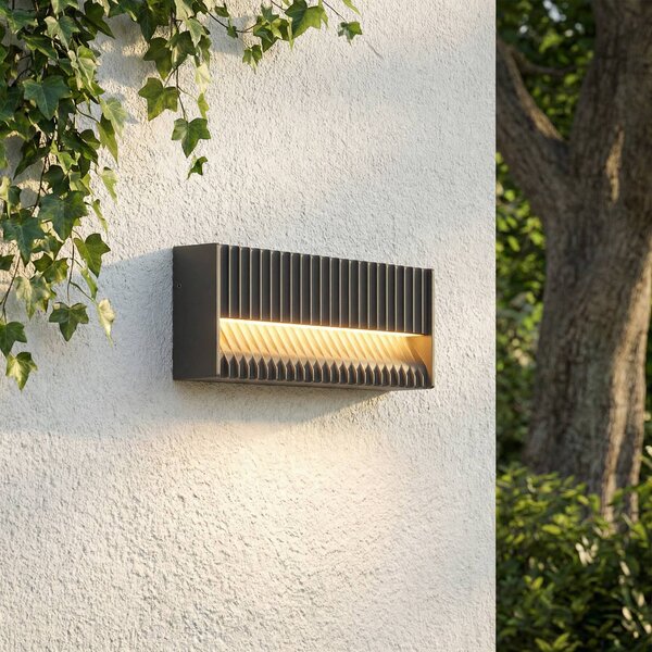 Lucande LED venkovní nástěnné svítidlo Tavion, 25 cm, antracitová, IP65, Černá, Hliník, Moderní