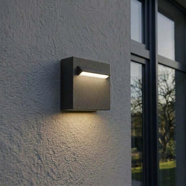 Lucande Venkovní nástěnné LED svítidlo Joril, 9,4 cm, černé, IP65, Černá, Hliník, Moderní