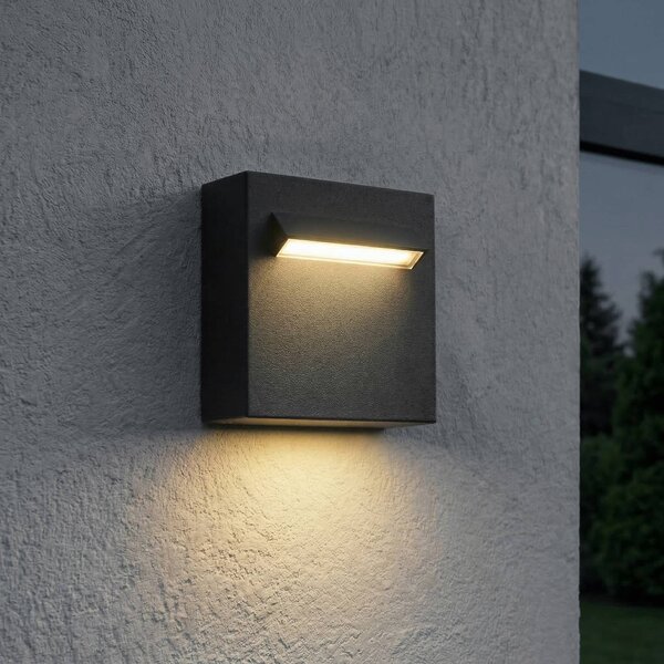 Lucande Venkovní nástěnné LED svítidlo Joril, 9,4 cm, černé, IP65, Černá, Hliník, Moderní