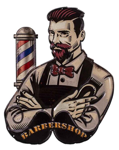 Antic Line Plechová cedule BARBER SHOP
