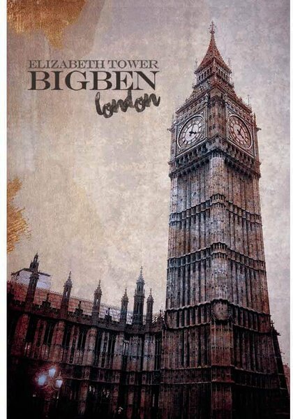 Ceduľa Big Ben Londín - ceduľa 30cm x 20cm Plechová tabuľa
