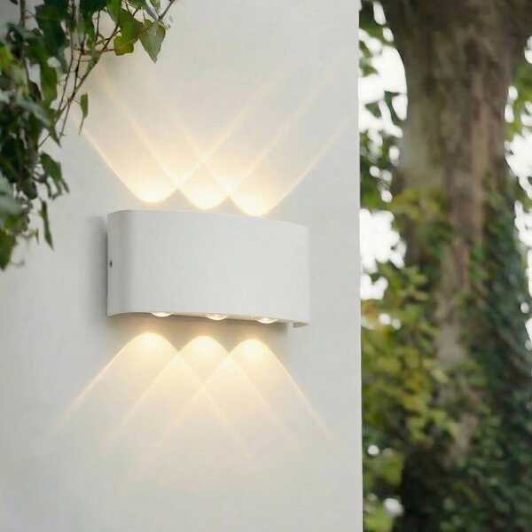 Lindby LED venkovní nástěnné svítidlo Ithan, 3-ramenné, bílé, 17 cm, Bílá / opál, Hliník, Moderní