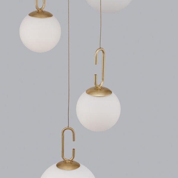 Bílo-zlaté skleněné závěsné LED světlo Nova Luce Hook 42 cm