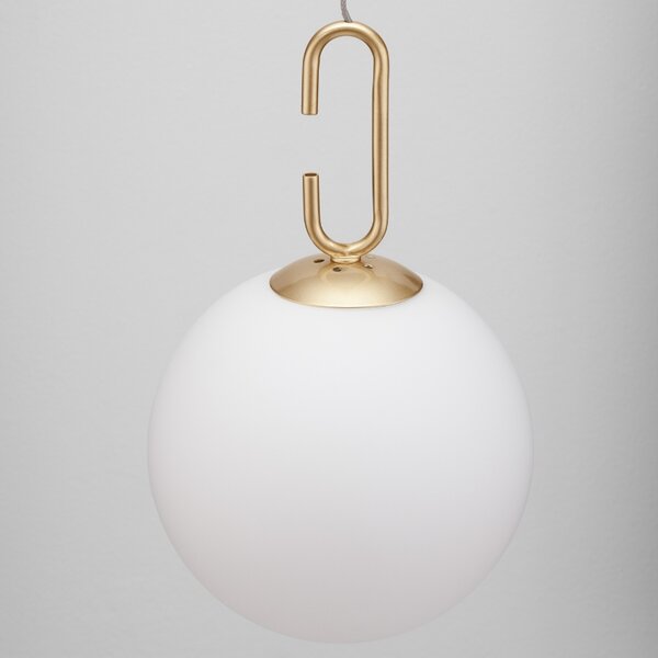 Bílo-zlaté skleněné závěsné LED světlo Nova Luce Hook 18 cm