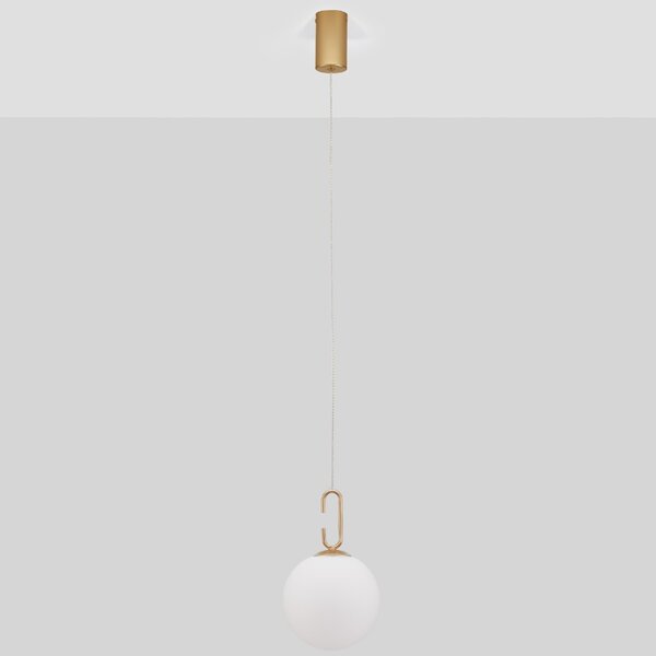 Bílo-zlaté skleněné závěsné LED světlo Nova Luce Hook 18 cm