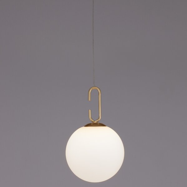 Bílo-zlaté skleněné závěsné LED světlo Nova Luce Hook 18 cm