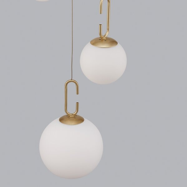 Bílo-zlaté skleněné závěsné LED světlo Nova Luce Hook 42 cm