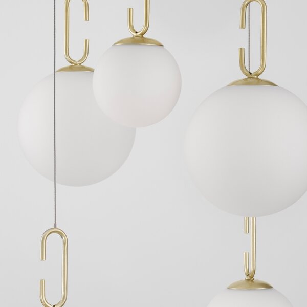 Bílo-zlaté skleněné závěsné LED světlo Nova Luce Hook 56,6 cm