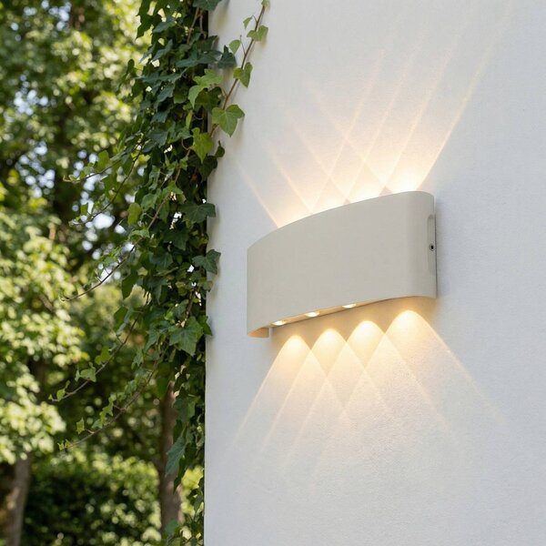 Lindby LED venkovní nástěnné svítidlo Ithan, 5ramenné, bílé, 27 cm, Bílá / opál, Hliník, Moderní