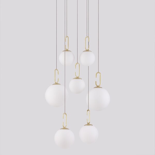 Bílo-zlaté skleněné závěsné LED světlo Nova Luce Hook 56,6 cm