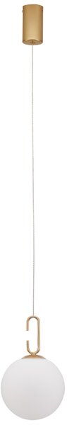 Bílo-zlaté skleněné závěsné LED světlo Nova Luce Hook 18 cm