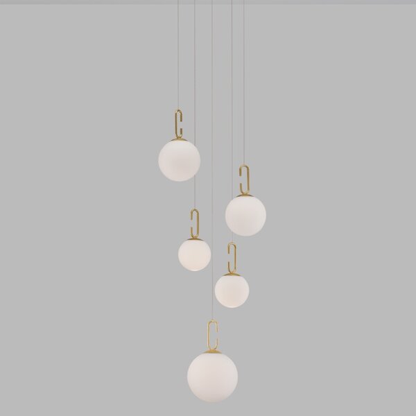 Bílo-zlaté skleněné závěsné LED světlo Nova Luce Hook 42 cm