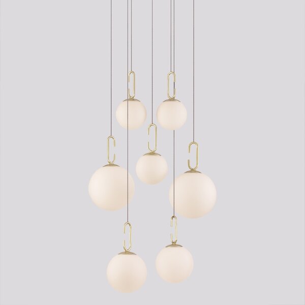 Bílo-zlaté skleněné závěsné LED světlo Nova Luce Hook 56,6 cm