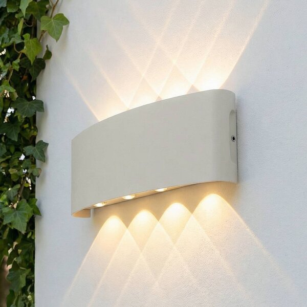Lindby LED venkovní nástěnné svítidlo Ithan, 5ramenné, bílé, 27 cm, Bílá / opál, Hliník, Moderní