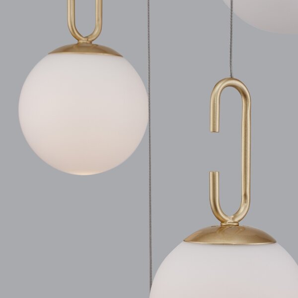 Bílo-zlaté skleněné závěsné LED světlo Nova Luce Hook 42 cm