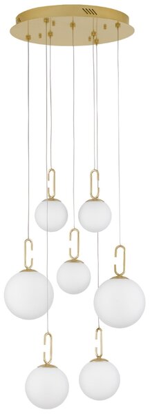 Bílo-zlaté skleněné závěsné LED světlo Nova Luce Hook 56,6 cm