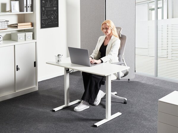 Elektricky výškově nastavitelný pracovní stůl TAVARES Bílá 120 cm 60 cm