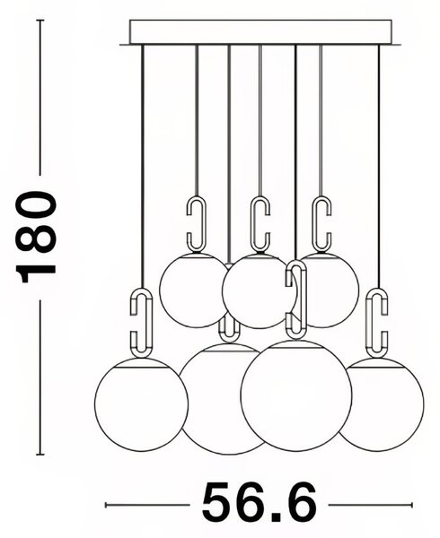 Bílo-zlaté skleněné závěsné LED světlo Nova Luce Hook 56,6 cm