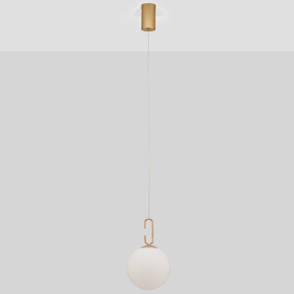Bílo-zlaté skleněné závěsné LED světlo Nova Luce Hook 18 cm