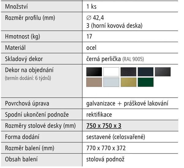 HARV Venkovní stolek AMBRA černá