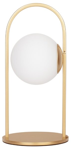 Bílo-zlatá skleněná stolní LED lampa Nova Luce Hook