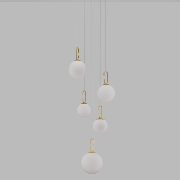 Bílo-zlaté skleněné závěsné LED světlo Nova Luce Hook 42 cm