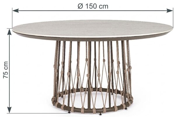 Bizzotto Béžovo-hnědý zahradní stůl Lanai Ø150 cm s keramickou deskou