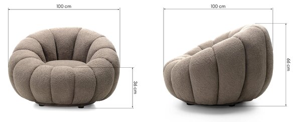 Hector Designové otočné křeslo Venezia bouclé cappuccino
