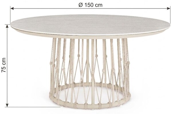 Bizzotto Béžový zahradní stůl Lanai Ø150 cm s keramickou deskou