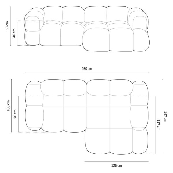 -25 % Dny MOMENTI– Cosmopolitan Design Tmavě modrá sametová rohová pohovka Loretto 250 cm, pravá