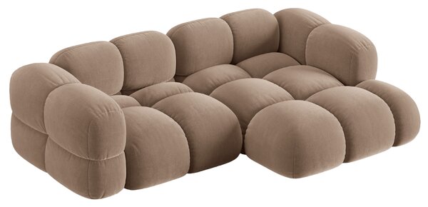-25 % Dny MOMENTI– Cosmopolitan Design Tmavě béžová sametová rohová pohovka Loretto 250 cm, pravá