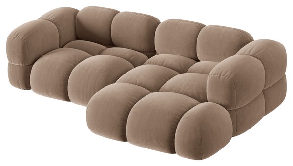 -25 % Dny MOMENTI– Cosmopolitan Design Tmavě béžová sametová rohová pohovka Loretto 250 cm, pravá