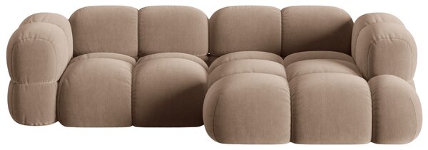 -25 % Dny MOMENTI– Cosmopolitan Design Tmavě béžová sametová rohová pohovka Loretto 250 cm, pravá