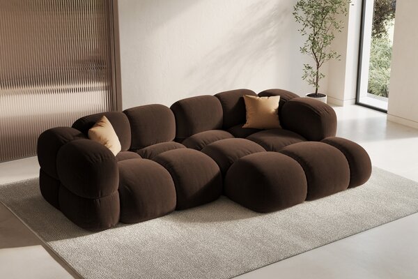 -25 % Dny MOMENTI– Cosmopolitan Design Hnědá sametová rohová pohovka Loretto 250 cm, pravá