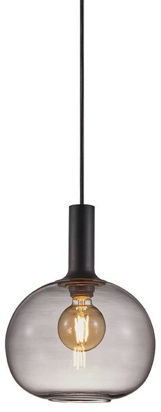 NORDLUX Alton závěsné svítidlo z kouřového skla Varianta: Ø 250 x 330 mm, 60 W, černá / kouřová