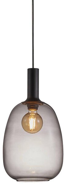 NORDLUX Alton závěsné svítidlo z kouřového skla Varianta: Ø 250 x 330 mm, 60 W, černá / kouřová
