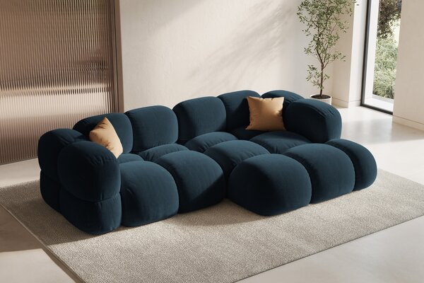 -25 % Dny MOMENTI– Cosmopolitan Design Tmavě modrá sametová rohová pohovka Loretto 250 cm, pravá