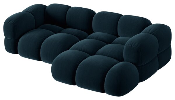 -25 % Dny MOMENTI– Cosmopolitan Design Tmavě modrá sametová rohová pohovka Loretto 250 cm, pravá