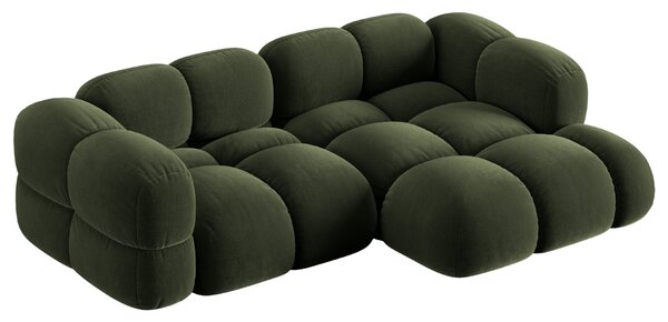 -25 % Dny MOMENTI– Cosmopolitan Design Zelená sametová rohová pohovka Loretto 250 cm, pravá