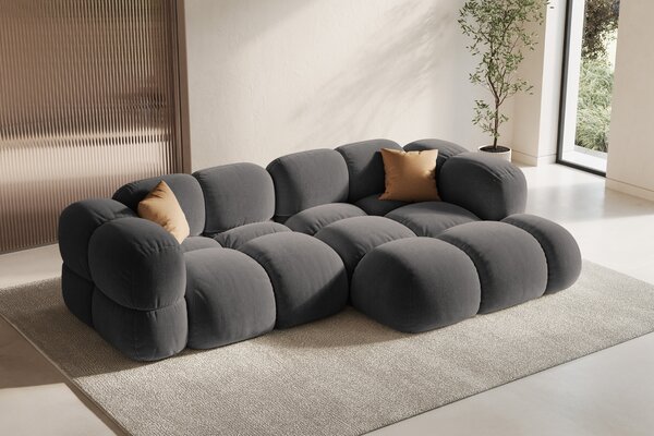 -25 % Dny MOMENTI– Cosmopolitan Design Šedá sametová rohová pohovka Loretto 250 cm, pravá
