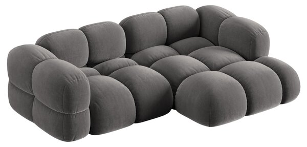 -25 % Dny MOMENTI– Cosmopolitan Design Šedá sametová rohová pohovka Loretto 250 cm, pravá