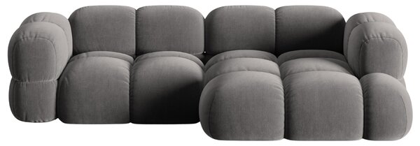 -25 % Dny MOMENTI– Cosmopolitan Design Šedá sametová rohová pohovka Loretto 250 cm, pravá