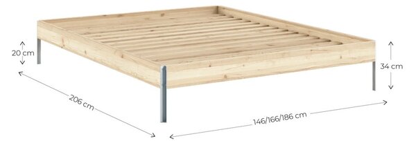 Dvoulůžková postel z borovicového dřeva s roštem v přírodní barvě 180x200 cm Core – Karup Design