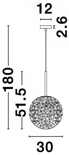 Skleněné závěsné světlo Nova Luce Mirano 30 cm