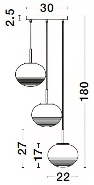 Skleněné závěsné světlo Nova Luce Maeve 30 cm